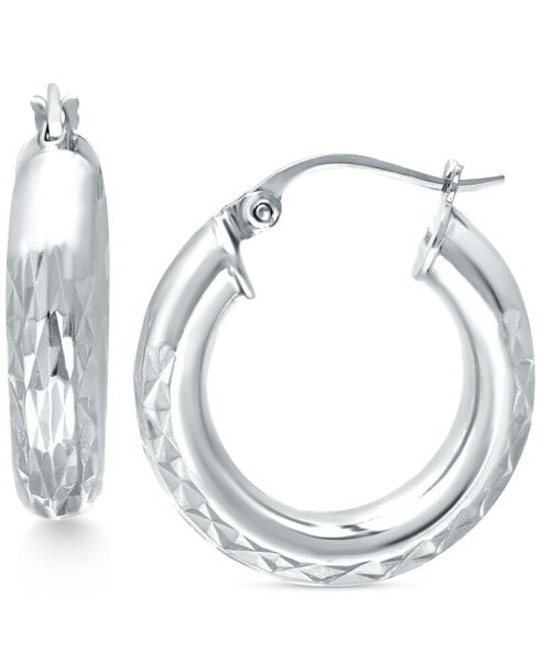 Small Patterned Hoop Earrings in Sterling Silver, 30mm, Created for Macy's