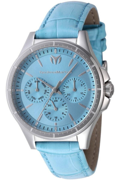 TechnoMarine MoonSun Date-DayQuartz Light Blue Dial Ladies Watch TM-822057