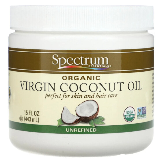 Масло органическое нерафинированное виргинское кокосовое Spectrum Essentials, 15 жидких унций (443 мл)
