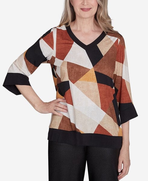 Petite Rue Rivoli V-Neck Patchwork Sweater