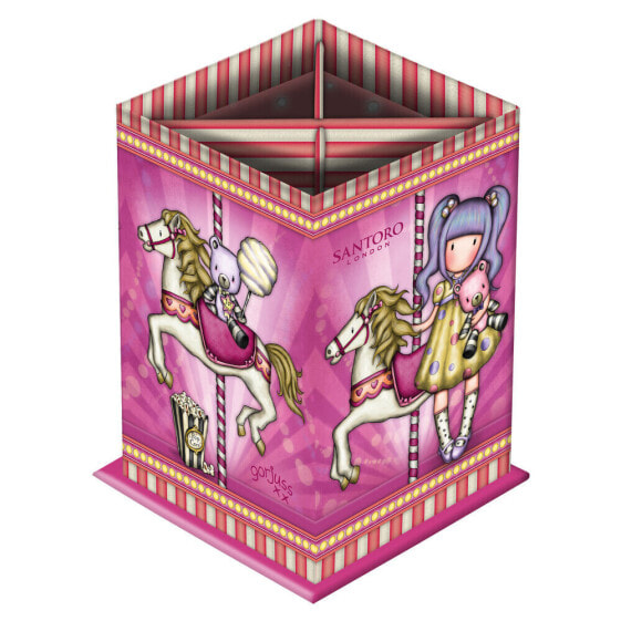 Пенал для карандашей SANTORO LONDON Gorjuss Carousel Розовый из картона (8.5 x 11.5 x 8.5 см)
