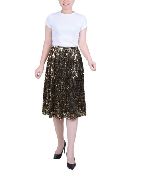 Petite Knee Length Sequined Skirt