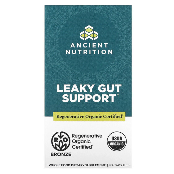 Dr. Axe / Ancient Nutrition, Leaky Gut, поддержка кишечника, 90 капсул