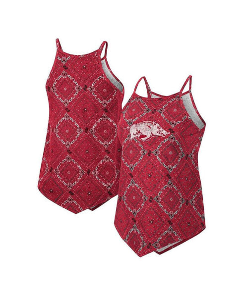 Women's x Wrangler Cardinal Distressed Arkansas Razorbacks Bandana Tank Top