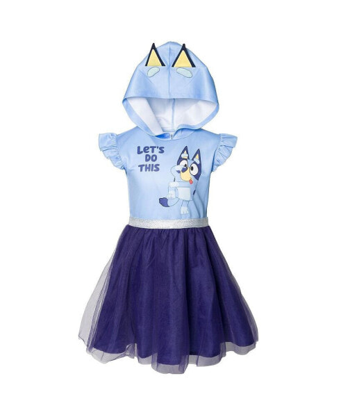 Платье для малышей Bluey девочки из сетки для косплея коротким рукавом синее