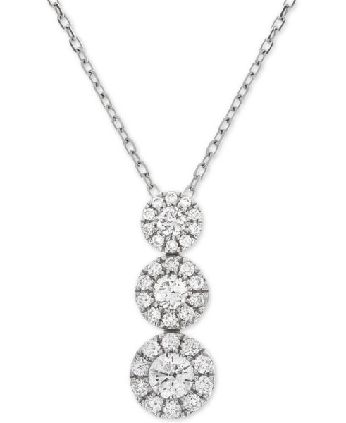 Diamond Triple Cluster Adjustable Pendant Necklace (1/2 ct. t.w.) in 14k White Gold