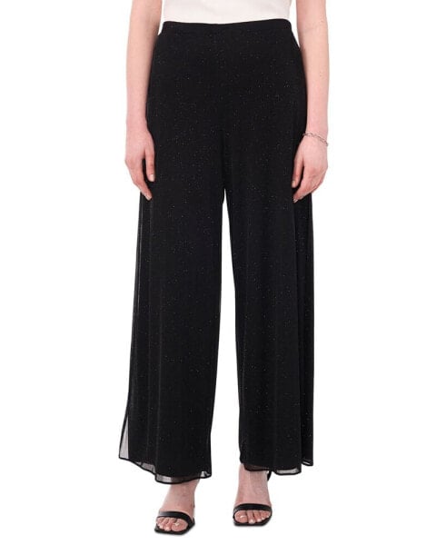 Petite Glitter Flare-Leg Side-Slit Pull-On Pants