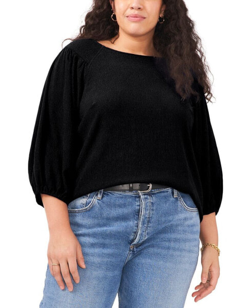 Plus Size Puff 3/4-Sleeve Knit Top