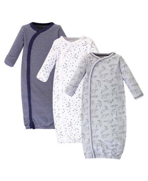 Baby Boy Organic Cotton Side-Closure Snap Long-Sleeve Gowns 3pk, Constellation