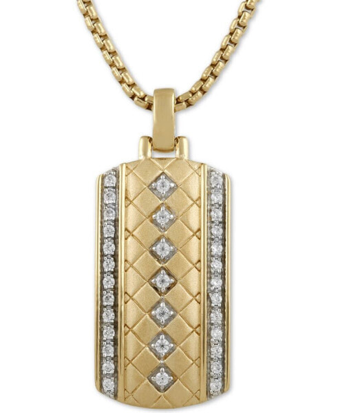 Men's Diamond Dog Tag 22" Pendant Necklace (1/3 ct. t.w.) in 18k Gold-Plated Sterling Silver