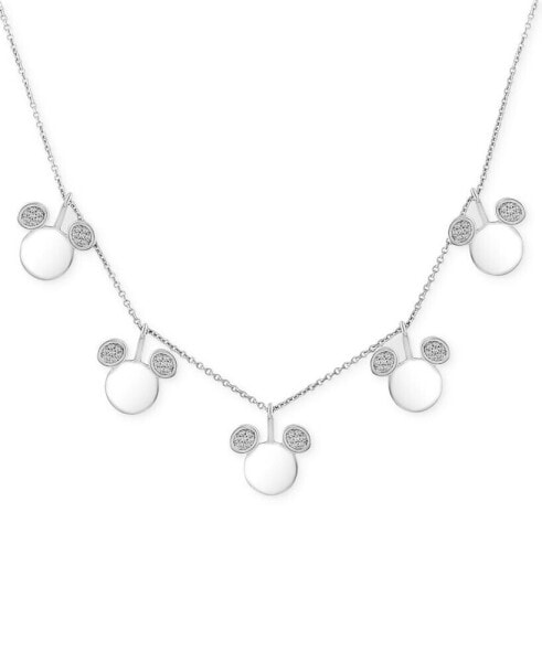 Wonder Fine Jewelry diamond Mickey Mouse Dangle Collar Necklace (1/5 ct. t.w.) in Sterling Silver, 16" + 2" extender