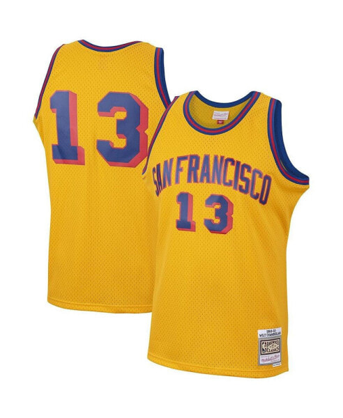 Men's Wilt Chamberlain Gold San Francisco Warriors 1962-63 Hardwood Classics Swingman Jersey