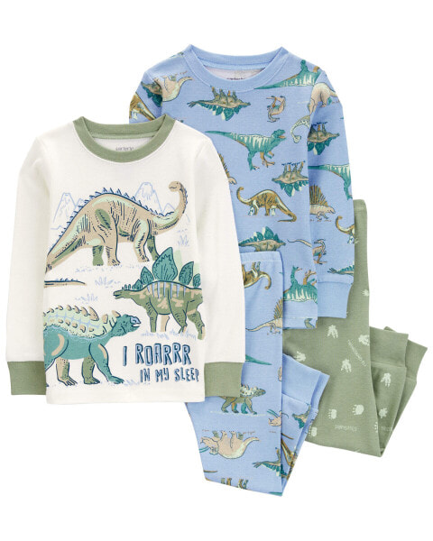 Baby 4-Piece Dinosaur 100% Snug Fit Cotton Pajamas 18M