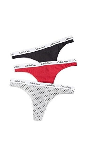 Calvin Klein 241438 Womens Underwear 3 Pack Thong Black/Red/Gray Size X-Large