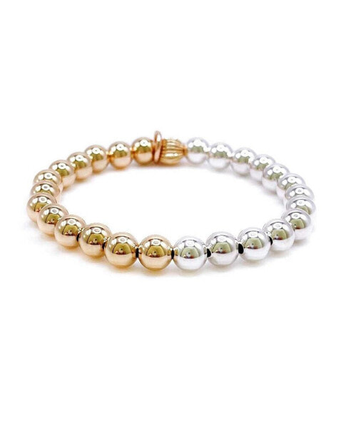 Non-Tarnishing Gold Filled, 7mm Gold Ball and Sterling Silver Bracelet