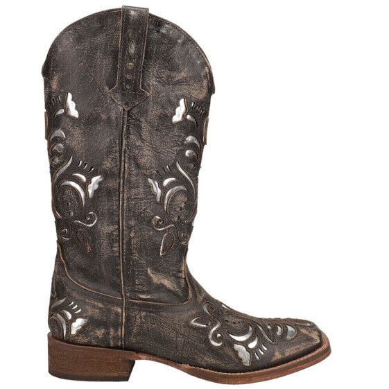 Roper Belle Metallic Square Toe Cowboy Womens Brown Western Cowboy Boots 09-021