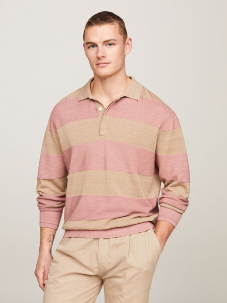 Relaxed Fit Linen-Blend Rugby Polo