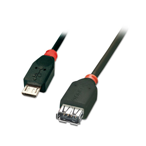 Кабель USB 2.0 Lindy Micro-B / A OTG - 1м - 1 м - Micro-USB B - USB A - USB 2.0 - Мужской/Женский - Черный