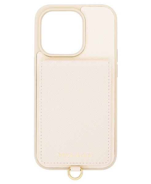 Women's Ivory Saffiano Leather iPhone 13 and 14 Case