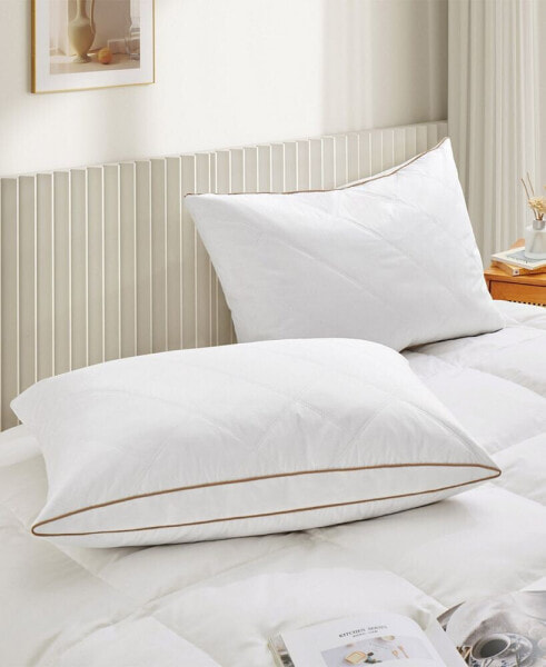 100% Cotton Medium Support Feather Down 2-Pack Pillow, King