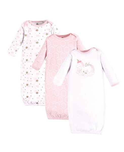 Baby Girls Baby Cotton Long-Sleeve Gowns 3pk