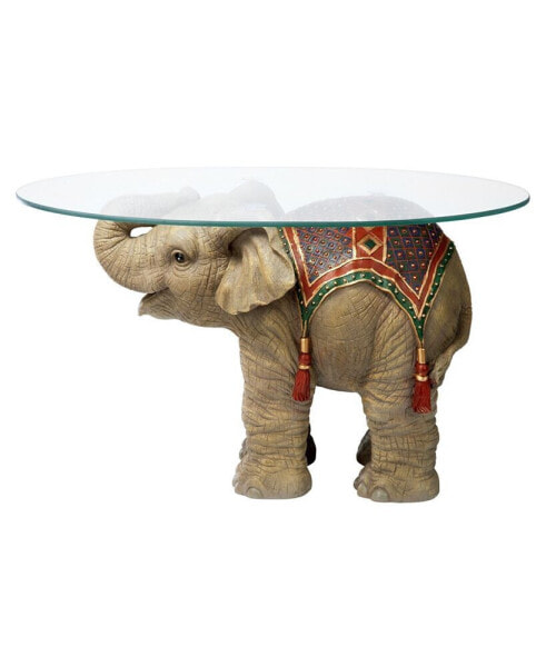 Журнальный столик Design Toscano Фестиваль слонов в Джайпуре с стеклянной столешницей