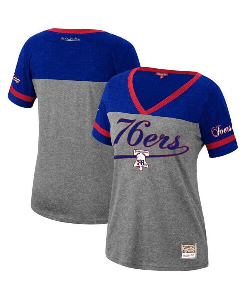 Women's Allen Iverson Heathered Charcoal Philadelphia 76ers Team Captain V-Neck T-shirt