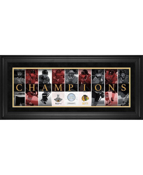 Chicago Blackhawks 2015 Stanley Cup Champions Framed Champions Panoramic with Game-Used Net - Limited Edition of 199