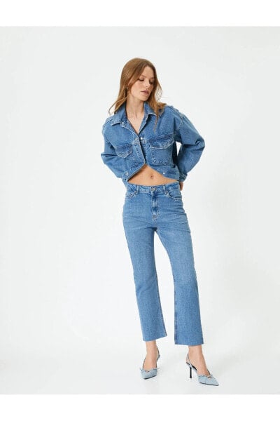 Kısa Ispanyol Paça Kot Pantolon - Crop Flare Jeans