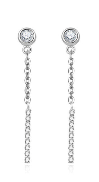 Elegant silver earrings with clear zircons AGUV937L