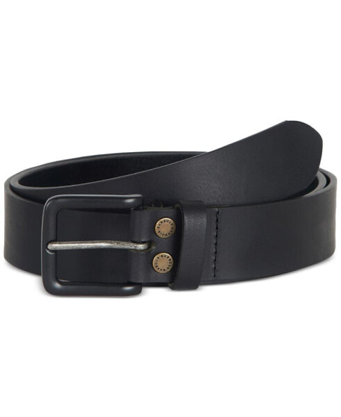 Men's Double Rivet Leather Belt with Tonal Buckle