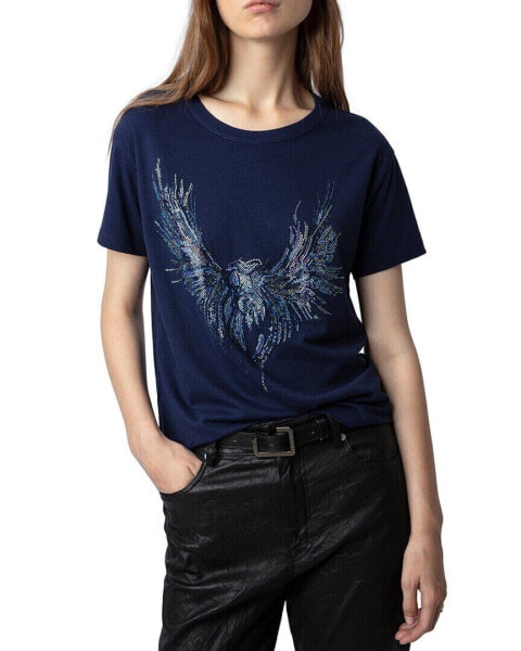 Zadig & Voltaire Marta Eagle Strass Linen-Blend Shirt Women's
