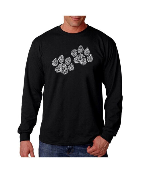 Men's Word Art Long Sleeve T-Shirt- Woof Paw Prints