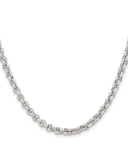 Stainless Steel and Textured Fancy Rolo Chain Necklace
