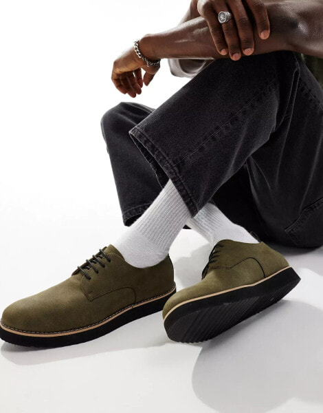 Truffle Collection casual lace up shoes in khaki suede