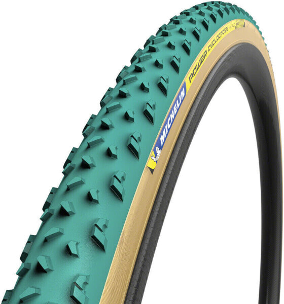 Покрышка велосипедная Michelin Power Cyclocross Mud - 700 x 33, Тубулярная, Складная, Зелено-бежевая