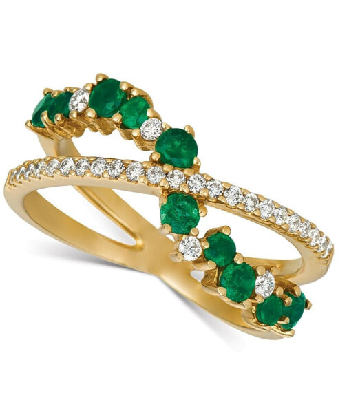 Кольцо Macy's Emerald & Diamond Swirl Cross