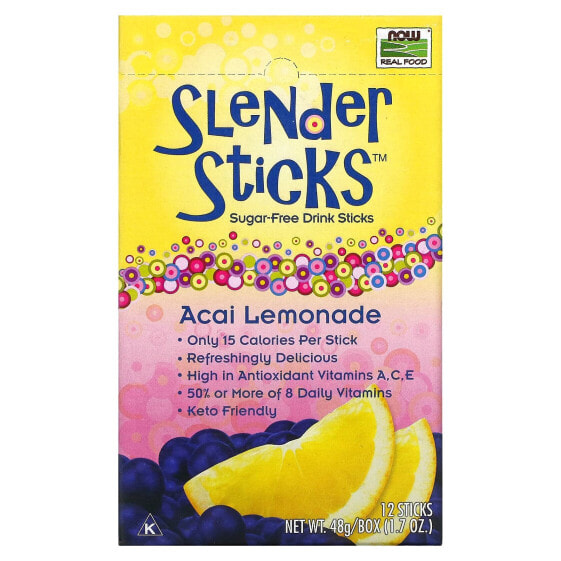 Real Food, Slender Sticks, Acai Lemonade, 12 Sticks, 0.14 oz (4 g) Each