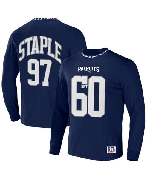 Men's NFL X Staple Navy New England Patriots Core Long Sleeve Jersey Style T-shirt