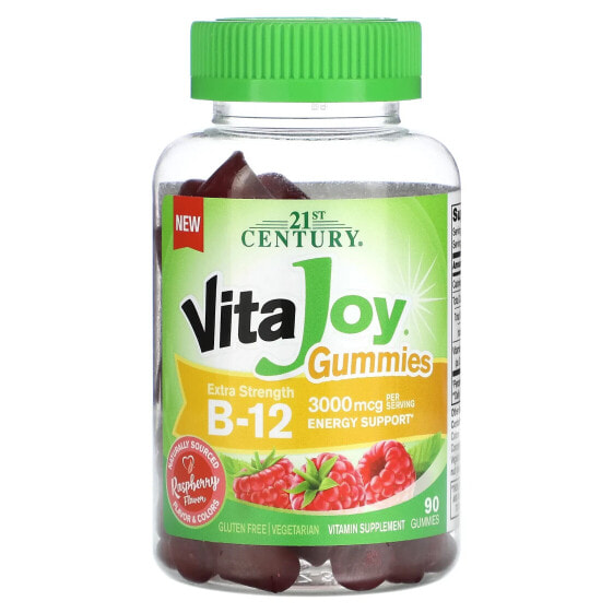 Витамин группы B 21st Century VitaJoy Gummies, B-12, Extra Strength, малина, 3 000 мкг, 90 жевательных мишек (1500 мкг на жевательную мишку)
