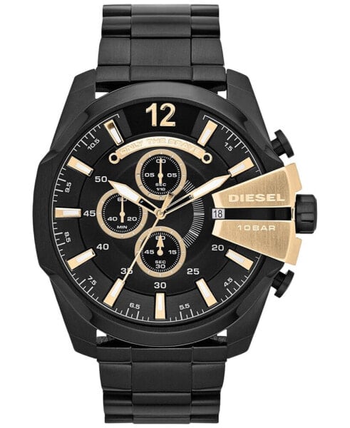 Men's Chronograph Mega Chief Black Ion-Plated Stainless Steel Bracelet Watch 51x59mm DZ4338