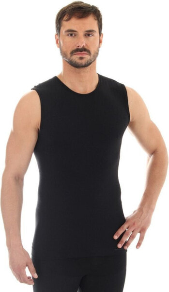 Brubeck Koszulka męska bez rękawów COMFORT WOOL czarna r. XL (SL10160)