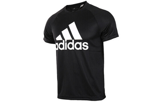 Футболка Adidas D2M Tee Logo мужская черного цвета