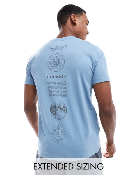 ASOS DESIGN standard fit t-shirt in dusky blue with back print