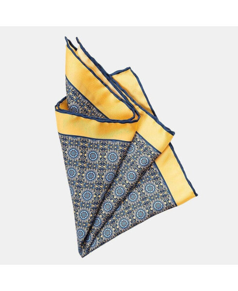 Men's Fiastra - Large Silk Pocket Square for Men - Yellow