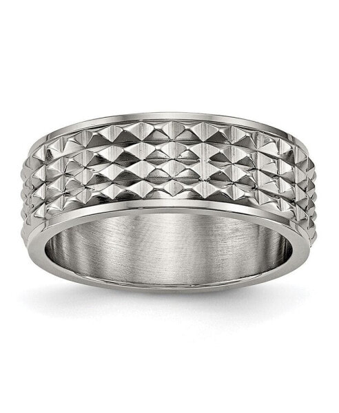 Titanium Polished Studded Wedding Band Ring