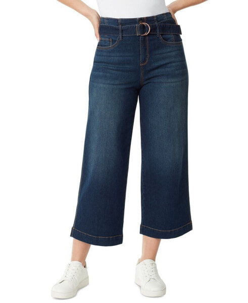 Women's Cropped Wide-Leg Belted Jeans