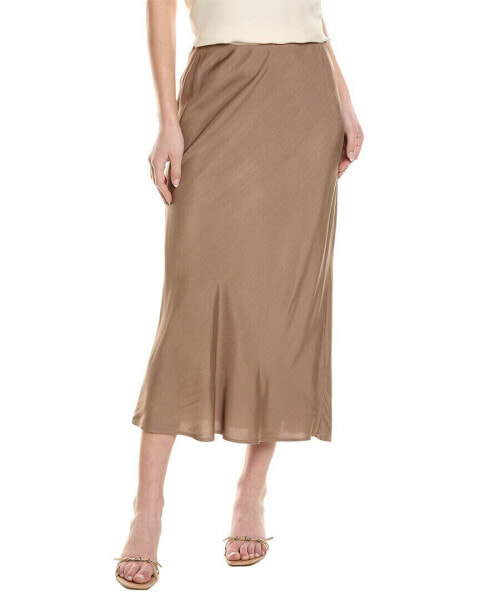 Stateside Satin Midi Skirt Women's Brown Xs