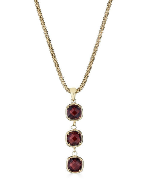 Rhodolite Garnet Three Stone Dangle Pendant Necklace (2-3/8 ct. t.w.) in 14k Gold-Plated Sterling Silver, 18" + 3" extender