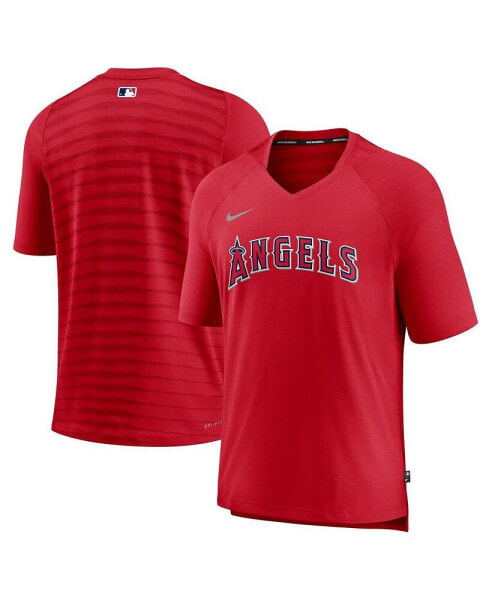 Men's Red Los Angeles Angels Authentic Collection Pregame Raglan Performance V-Neck T-shirt